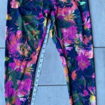 Energie Womens Activewear Leggings Multicolor Floral Stretch Full Length Knit M