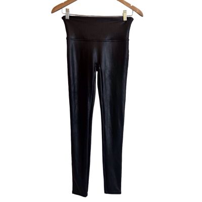 Spanx Size Medium Black Faux Leather High Rise Skinny Stretch Pull On Leggings