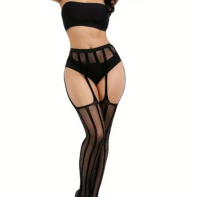 Striped Stirrup Stockings Hosiery Black Plus Size Goth Sexy Lolita Party Club
