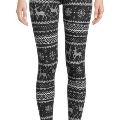 NoBo Junior Woman's Ankle Leggings - Black with Winter Print - Size: 2XL (19)