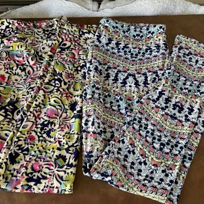 LuLaRoe Leggings Women's Tall Curvy Pants Bright Colorful Lot of 2 mickey