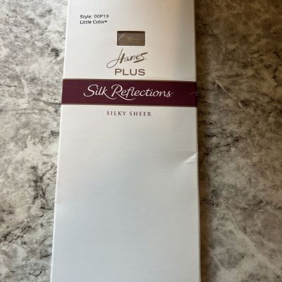 Hanes Silk Reflections Plus Knee Highs Tights Enhanced Toe 2-Pack Silky Sheer