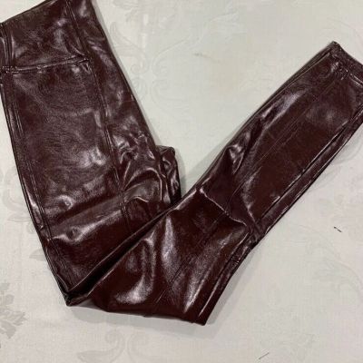 Spanx WOMENS Faux Patent Leather Leggings, Size L Tall