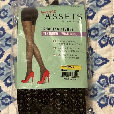 Love Your Assets Sara Blakely Shaping Tights Textured Wish Bone Size 2 Black