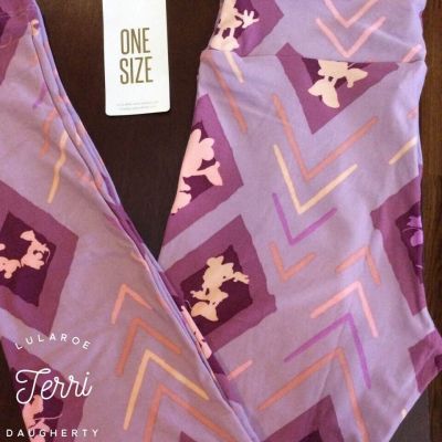 LLR One Size Disney Leggings Minnie Mouse Purple Diamonds & Arrows