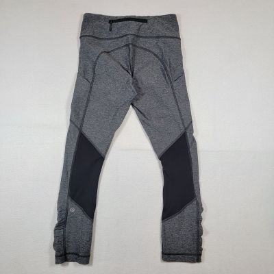 Lululemon Pace Rival Crop Leggings Women's Sz 4 Gray Running Workout