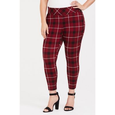 Torrid Crop Ponte Stretch Pixie Pant in Red Plaid sz 2X