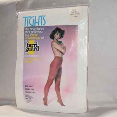 Vintage Terri Guard tights pantyhose seamless run-resist PINK LONG