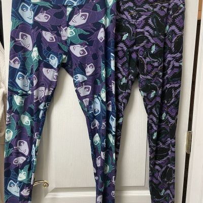 Lularoe OS leggings - Vintage Disney Malificent Patterns - Set Of 2!