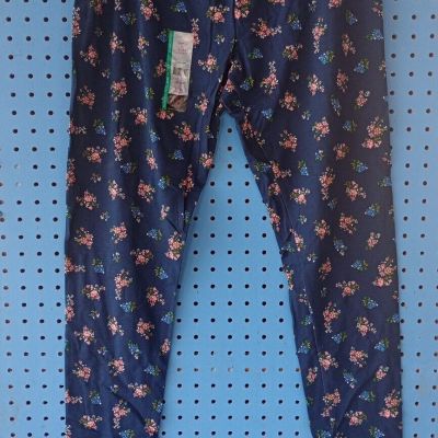 No Boundaries Navy Floral Ankle Cotton Leggings Junior's Sz XL (15-17)