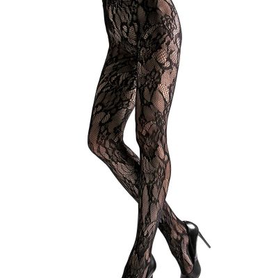 Floral Lace Cut-Out Fishnet Tights