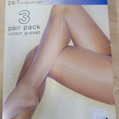 Charnos 24/7 Womens Tights Smoke XLarge 15 Denier 3 pairs Made In Italy