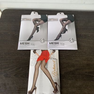 Set of 3 pantyhose/fishnet tights