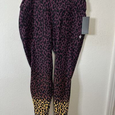 Torrid Active High Rise Purple Ombré Leopard Print Full Length Leggings Sz 1XL