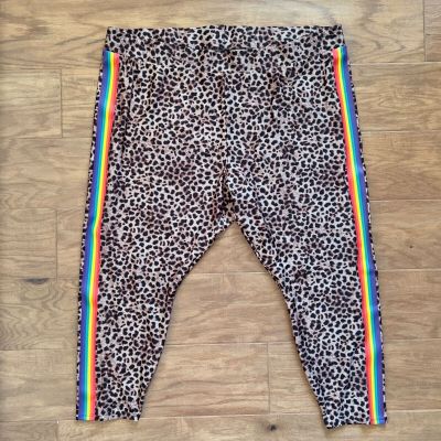 Torrid Platinum Legging Liquid Leopard with Rainbow Stripe Size 5 5X Black Brown