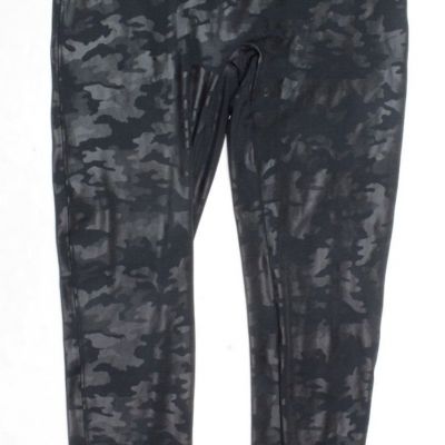 Spanx Plus Size Camouflage Faux-Leather Leggings Womens 1X Black Gray Skinny
