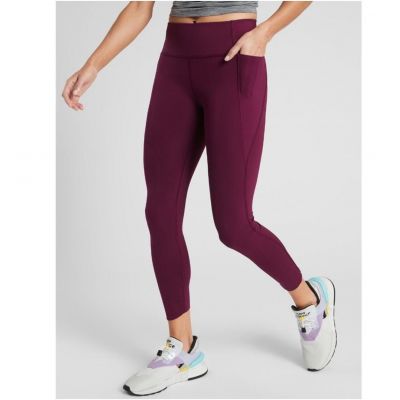 Athleta Leggings Womens Small Purple Plum Velocity Stash Pocket Athletic Ankle