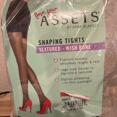 Spanx Assets Shaping Tights Textured - Size 1 Wishbone Black Sara Blakely New