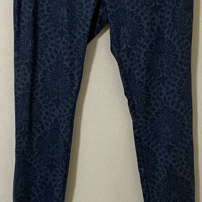 Kappa Women's Large Active Yoga Leggings Dark Teal Navy Floral 30