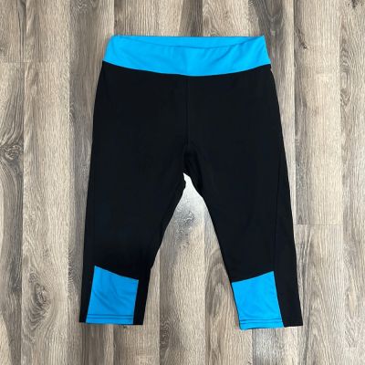 Verscos Women’s Small Black/Blue Mid Rise Capri Athletic Workout Leggings