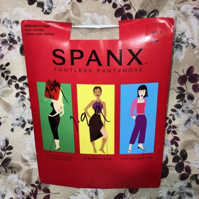 New Spanx Footless Control Top Pantyhose Women's Size D Nude NWT