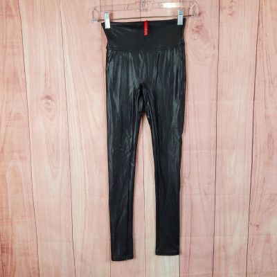 Spanx Faux Leather Leggings Womens Sz XS Stretch Black