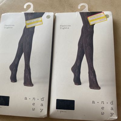 BEAUTIFUL SEXY WOMEN FASHION TIGHTS LOT 2 BLACK COLOR -SIZE M/L BRAND ~A NEW DAY