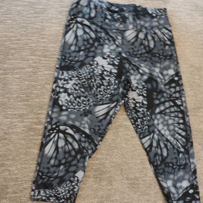 Just My Size Active Capris Leggings Women's Wide Comfort Band SZ 1X Butterflies