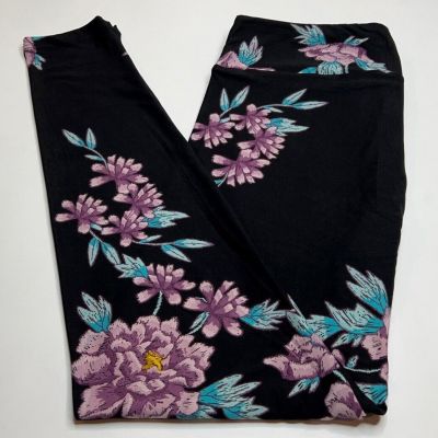 NEW LuLaRoe TC Leggings BLACK PURPLE TURQUOISE Flower Anemone STITCH Sew UNICORN