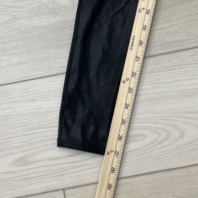 SPANX Faux Leather Leggings Women's Black Shiny Coated Shaping Pants Slim Size S