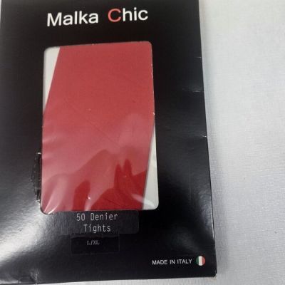 Malka Chic Women's Tights Red 50 Denier Opaque Size L/XL