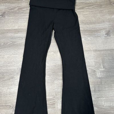 NWT Victoria Secret Pink Black Flare Mid Rise  Cotton Yoga Leggings Size Large