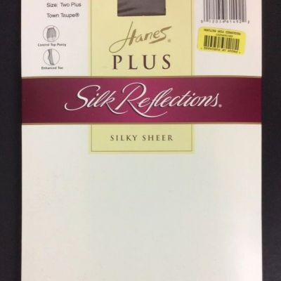 Hanes Silk Reflections Pantyhose 2X Town Taupe Control Top Enhanced Toe