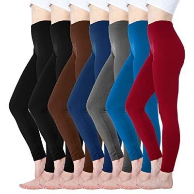 7 Pack Fleece Lined Leggings Womens Fashion High Waist Tummy Control Leggings...