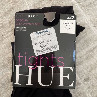 Hue Ultimate Opaque Control Top Tights 1 Pair Black Size 1 NEW