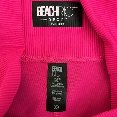 Beach Riot Getaway League Summer 7/8 Ribbed Leggings in Bright Fuchsia size S