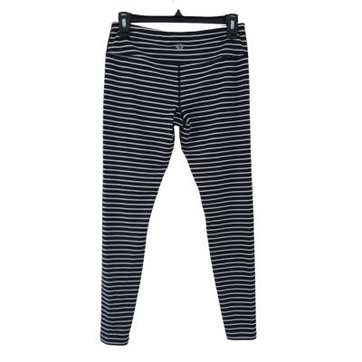 Scorpio Sol Womens Leggings Small Black White Striped Stretch Athletic Pants