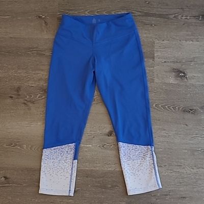 Reebok Crossfit speedwick blue and white workout leggings cropped capri size S