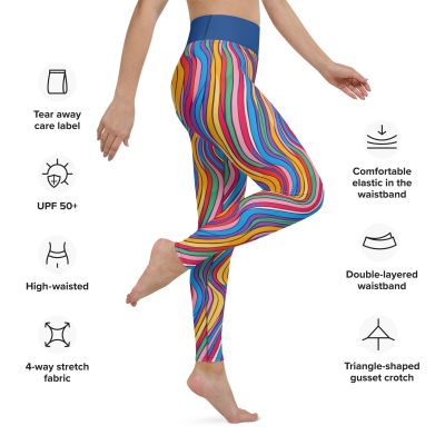 Bright Colorful Lines Yoga Leggings with pocket