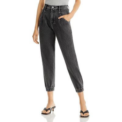 Aqua Womens Black High Rise Pleated Denim Jogger Jeans 25 BHFO 0208