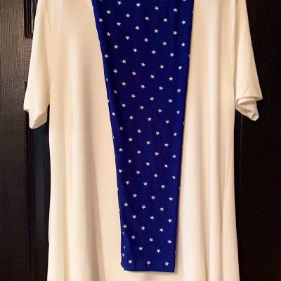 Outfit LuLaRoe TC STARS Leggings CP M WHITE MODAL Perfect T Style Top AMERICANA