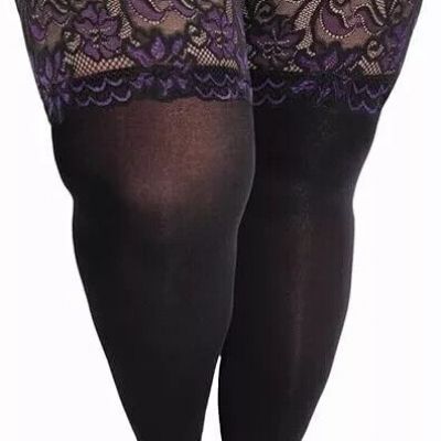 PLUS SIZE THIGH HIGH STOCKINGS WIDE LACE TOP ANTISKID SILICONE 55D SEMI SHEER HO