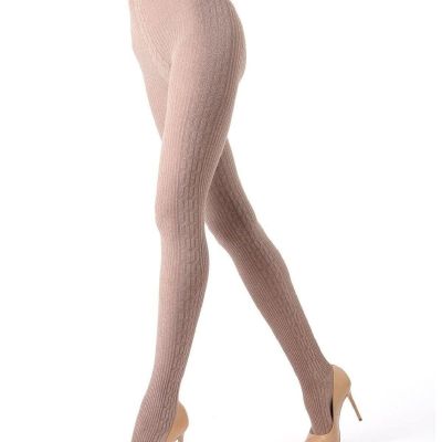 Portland Side Cable Knit Cotton Tights for Women Cozy Sweater Tights Warm Wom...