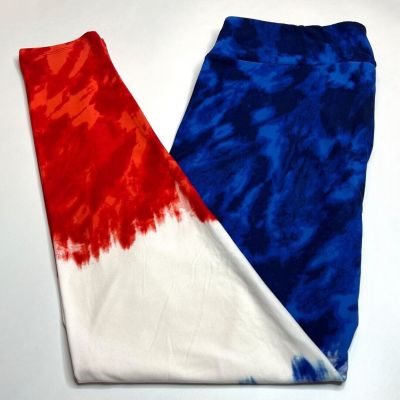 NEW LuLaRoe TC Leggings BLUE WHITE RED Dip Summer TIE DYE Independence July USA