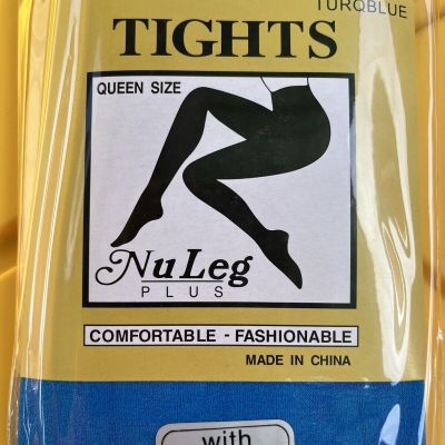 New Footed Queen Opaque Blue Pantyhose Tights Q Lot Size 5’3”-5’11” 225 Costume