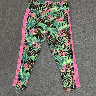 No Boundaries NoBo Leggings Juniors Large (11-13) Jungle Tiger Green Pink