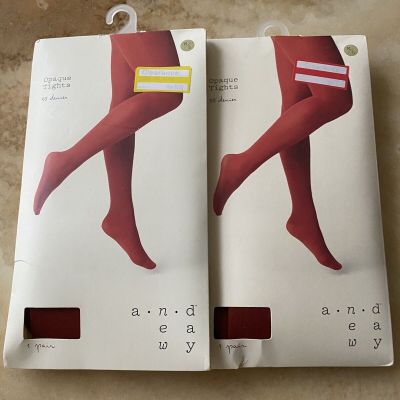 A NEW DAY WOMEN'S SEXY OPAQUE TIGHTS LOT 2 ~SALSA RED - NYLON SPANDEX-SIZE M/L