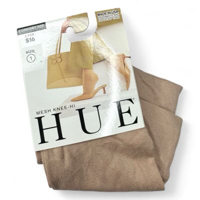 HUE Mesh Knee High Womens Size 1 Natural Beige 1 Pair Banded Top New