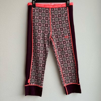 Kari Traa 100perc Wool Fair Isle Rose Cropped Base Layer Leggings Size Large