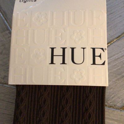NWT- HUE -Espresso-Control Top-Textured-Tights-M/L-MSRP $13.50- New -MADE IN USA